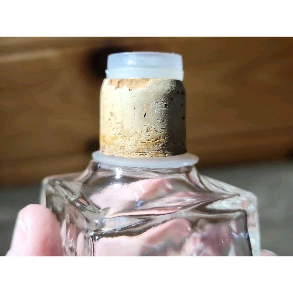 Vintage Whisky Decanter Bottle Clear Glass Corked Stopper 11